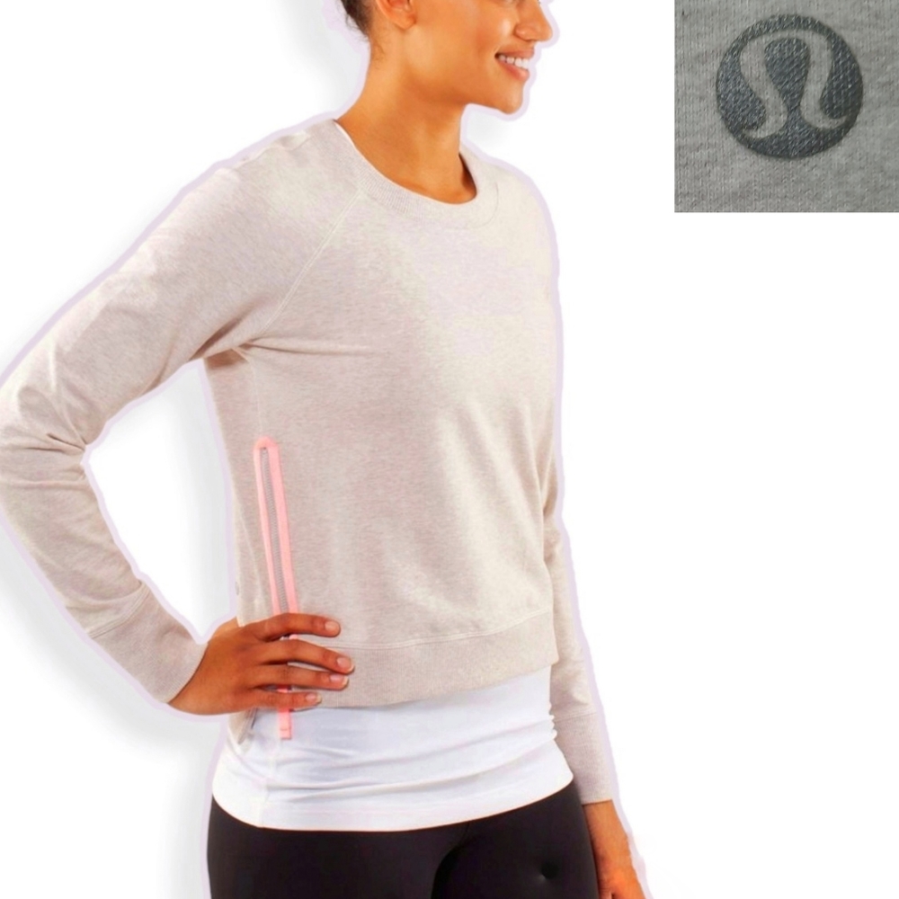 LULULEMON Zip Accents Pullover Sz 6 Dune Peach Grey